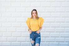 Load image into Gallery viewer, Yellow Ruffle Sleeve Top
