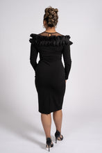 Load image into Gallery viewer, Ruffle Black Dress
